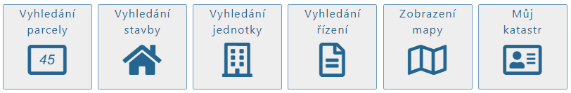 Možnosti hledání v Katastru nemovitostí - parcela, stavba, jednotka, řízení a mapy