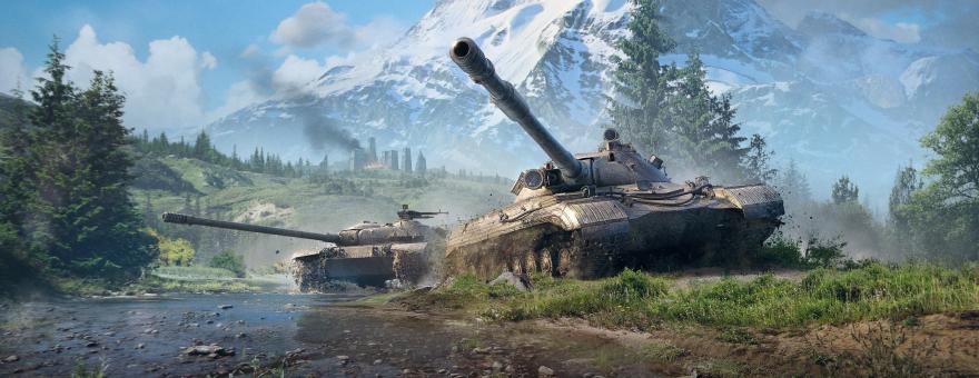 World of Tanks - mountines, rocks, nature, tanks, big gun